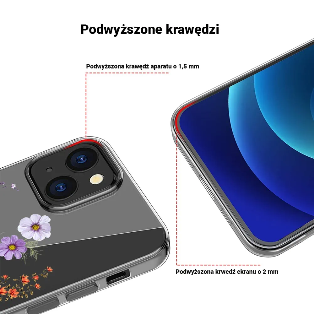 Etui do iPhone 14 Plus, kwiaty różnokolorowe