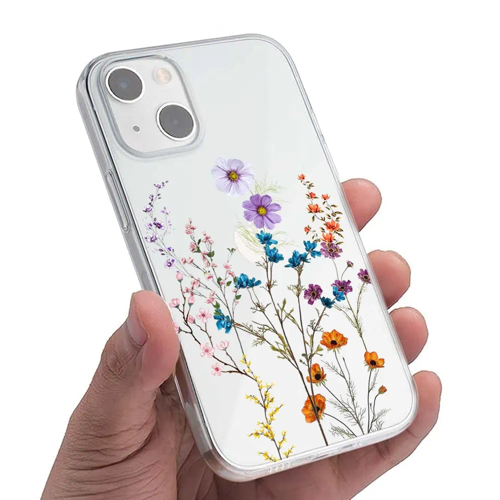 Etui do iPhone 14 Plus, kwiaty różnokolorowe