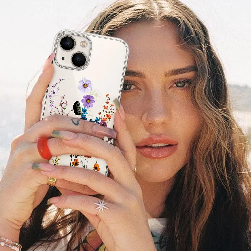 Etui do iPhone 14 Plus, kwiaty różnokolorowe