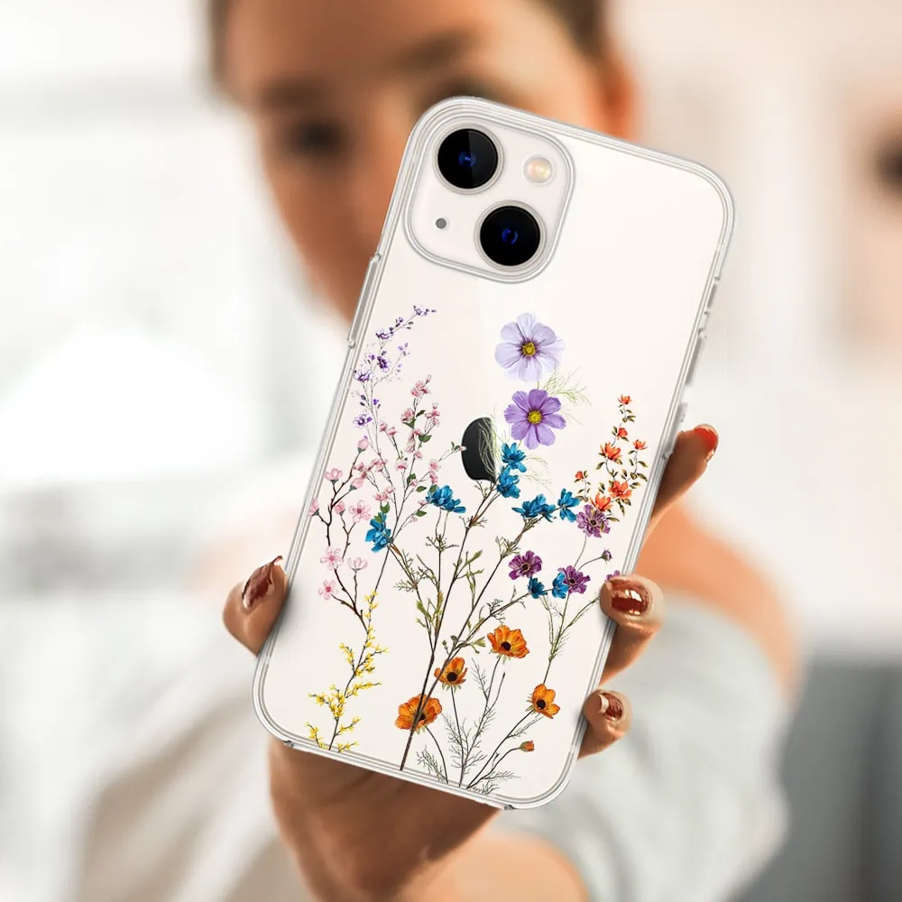 Etui do iPhone 14 Plus, kwiaty różnokolorowe