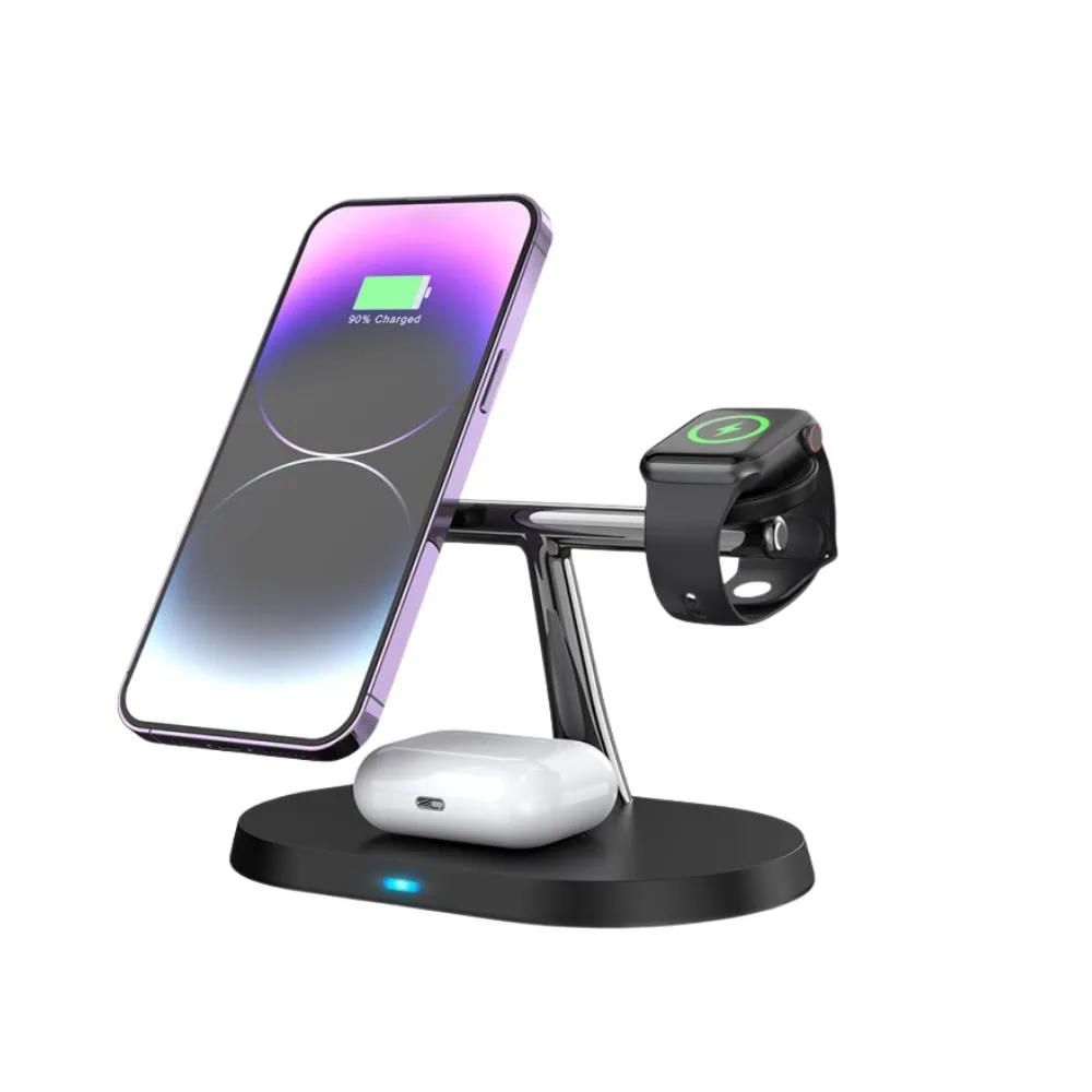 Ładowarka 3w1 bezprzewodowa z magsafe, szybkie ładowanie, do iphone, airpods, apple watch, czarna
