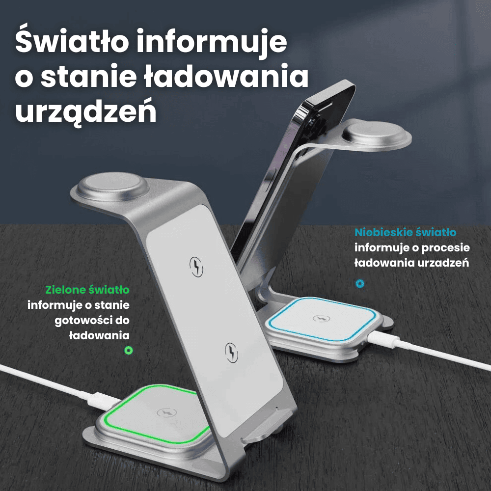 Ładowarka 3w1 iPhone, Apple Watch, Airpods , szybka, elegancka, metalowa