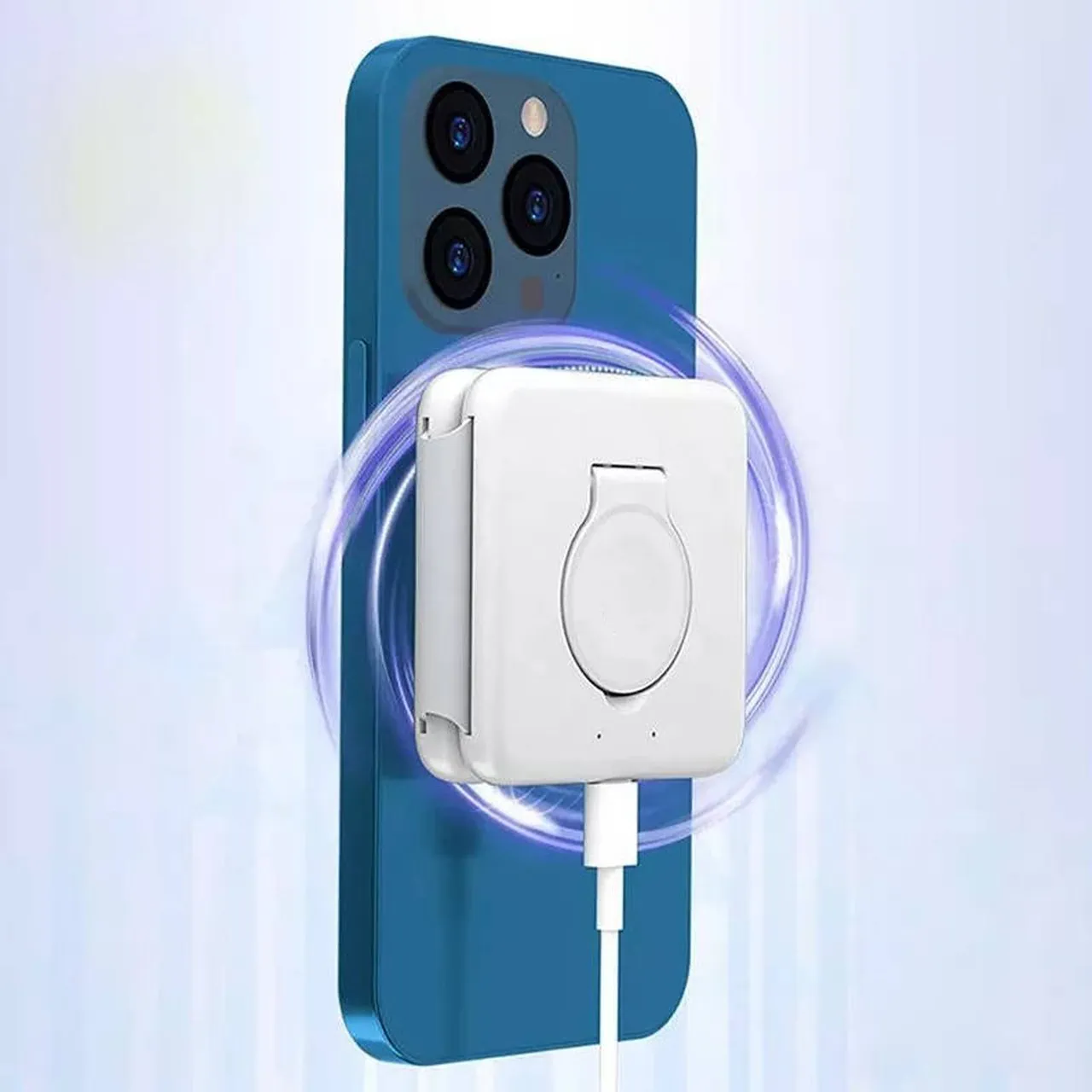 Ładowarka bezprzewodowa indukcyjna 3w1 MagSafe iPhone, Apple Watch, AirPods, składana, biała