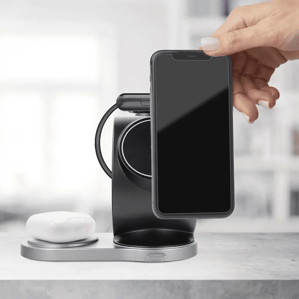 Ładowarka bezprzewodowa z magsafe 3w1 do iphoneapple watchair pods, 15 w, czarna