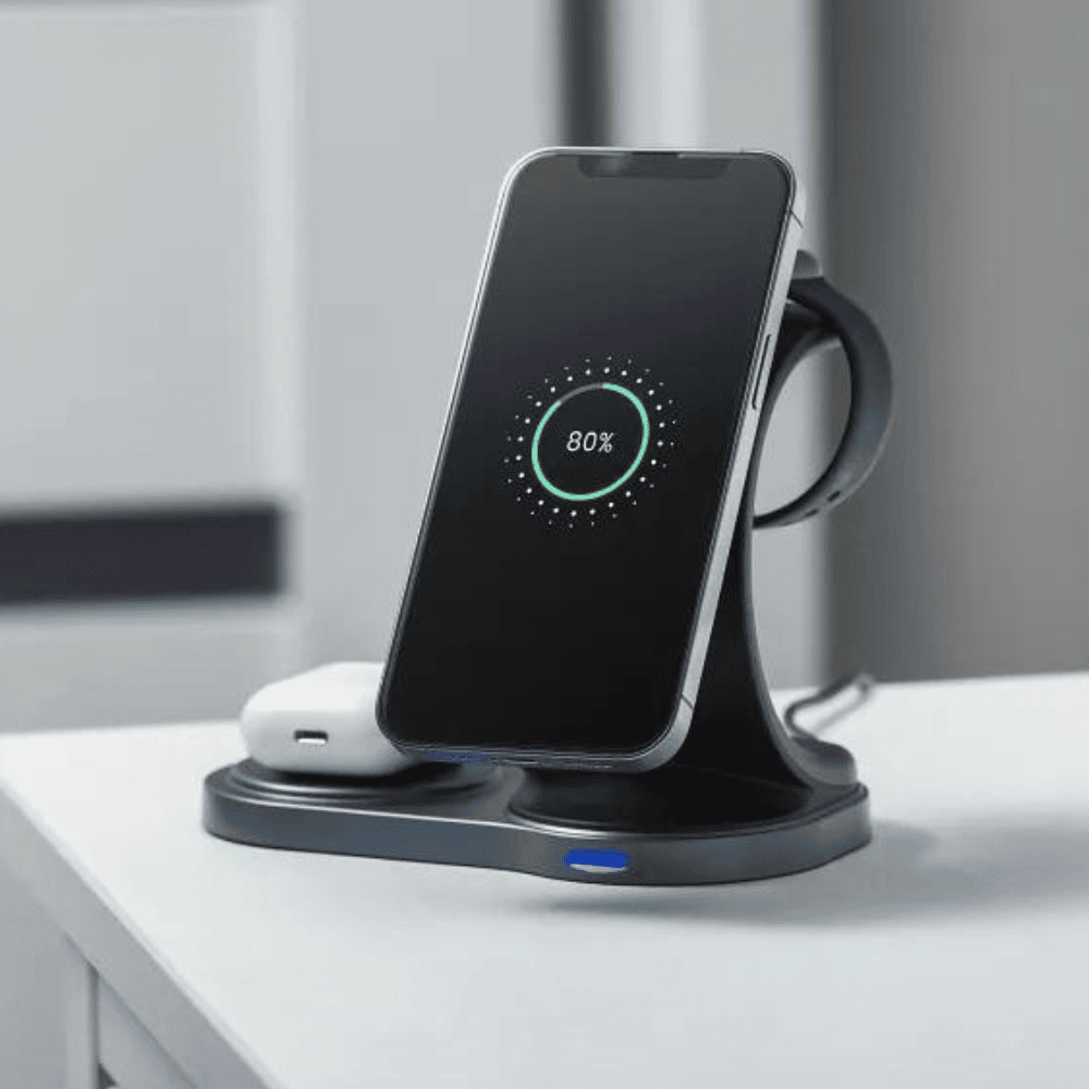 Ładowarka bezprzewodowa z magsafe 3w1 do iphoneapple watchair pods, 15 w, czarna