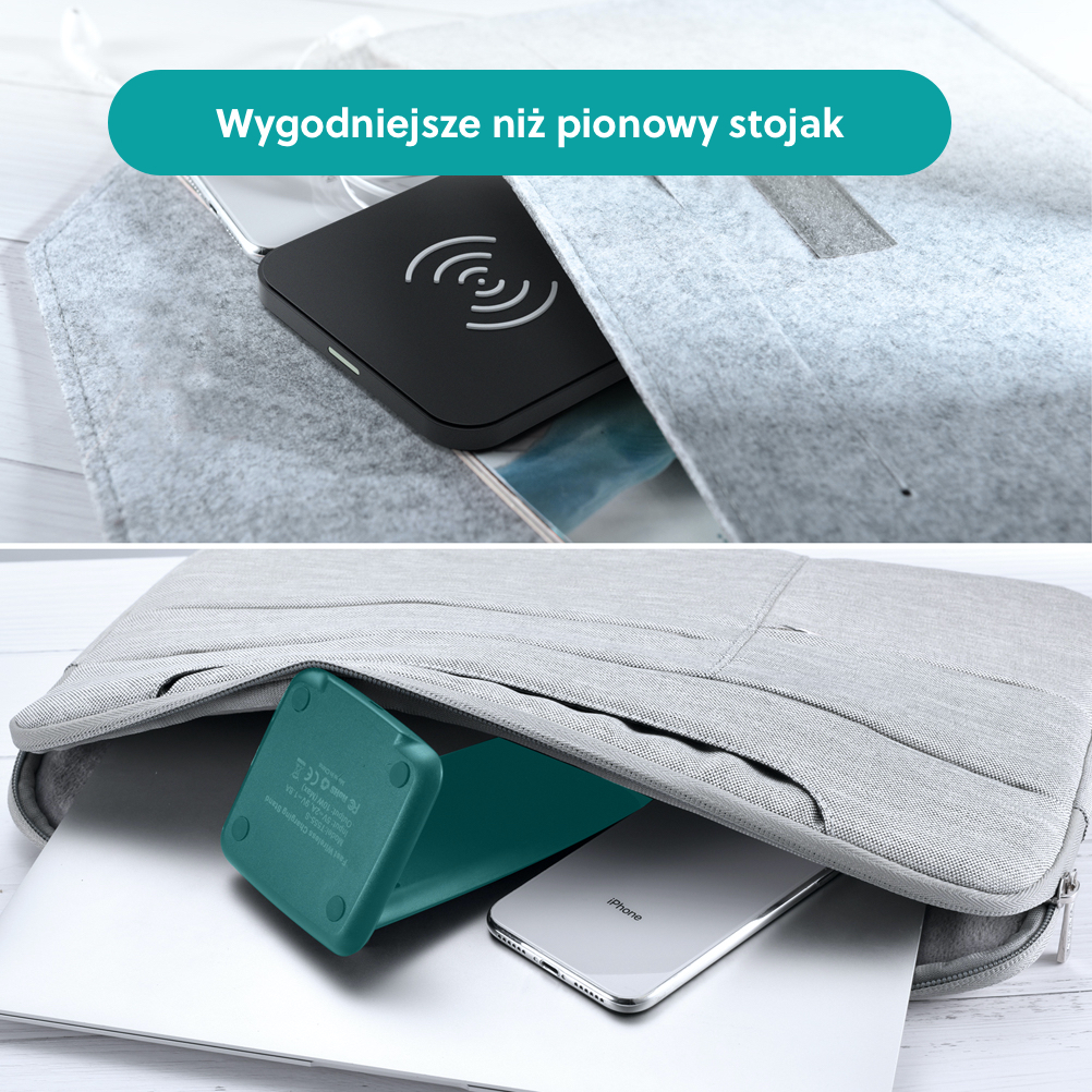 Ładowarka indukcyjna antypoślizgowa do iPhone 16/15/14/13/12 (Mini/Plus/Pro/Pro Max) Qi 10W, czarna