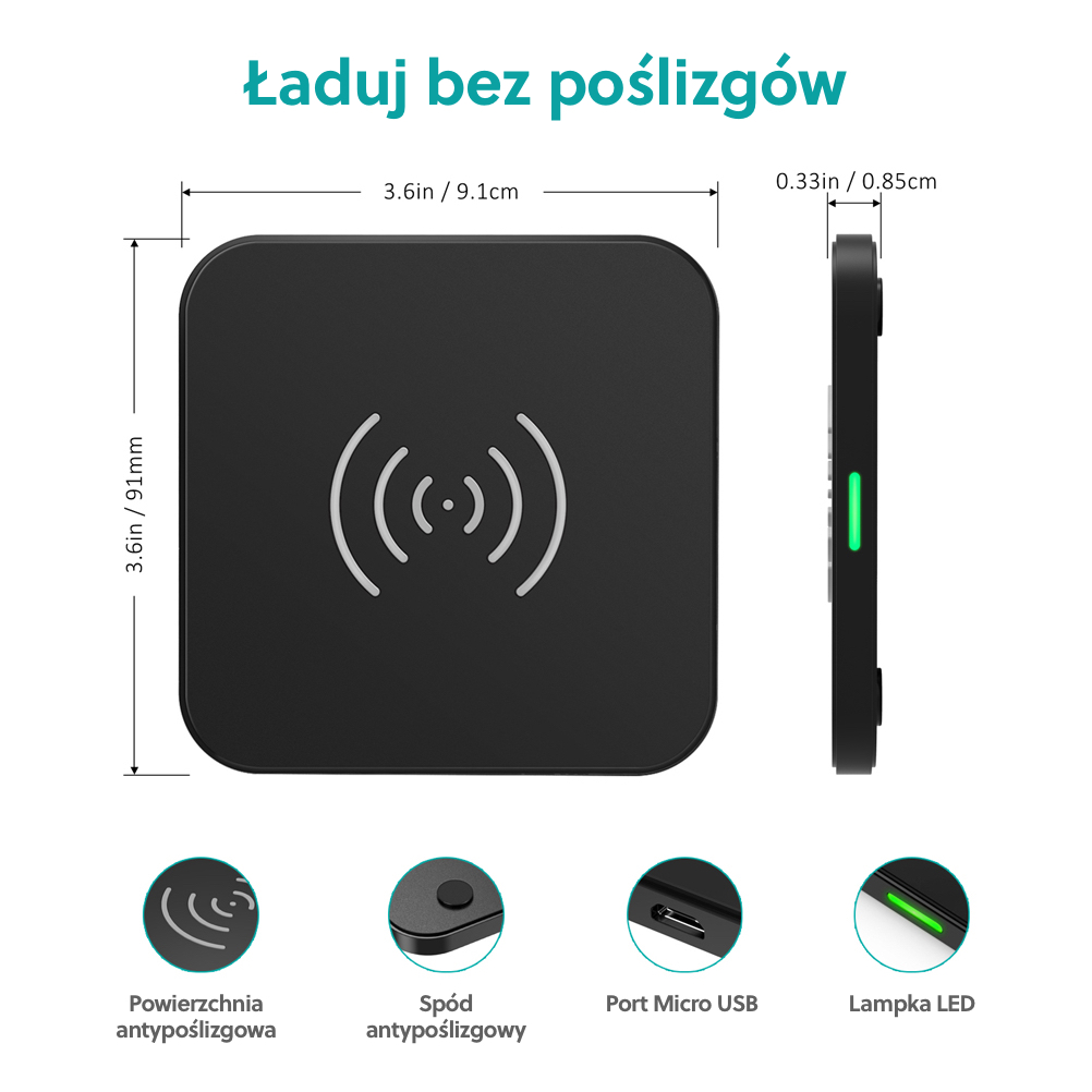 Ładowarka magnetyczna do magsafe iphone 14/13/12 (mini/plus/pro/pro max) qi 10w, czarna