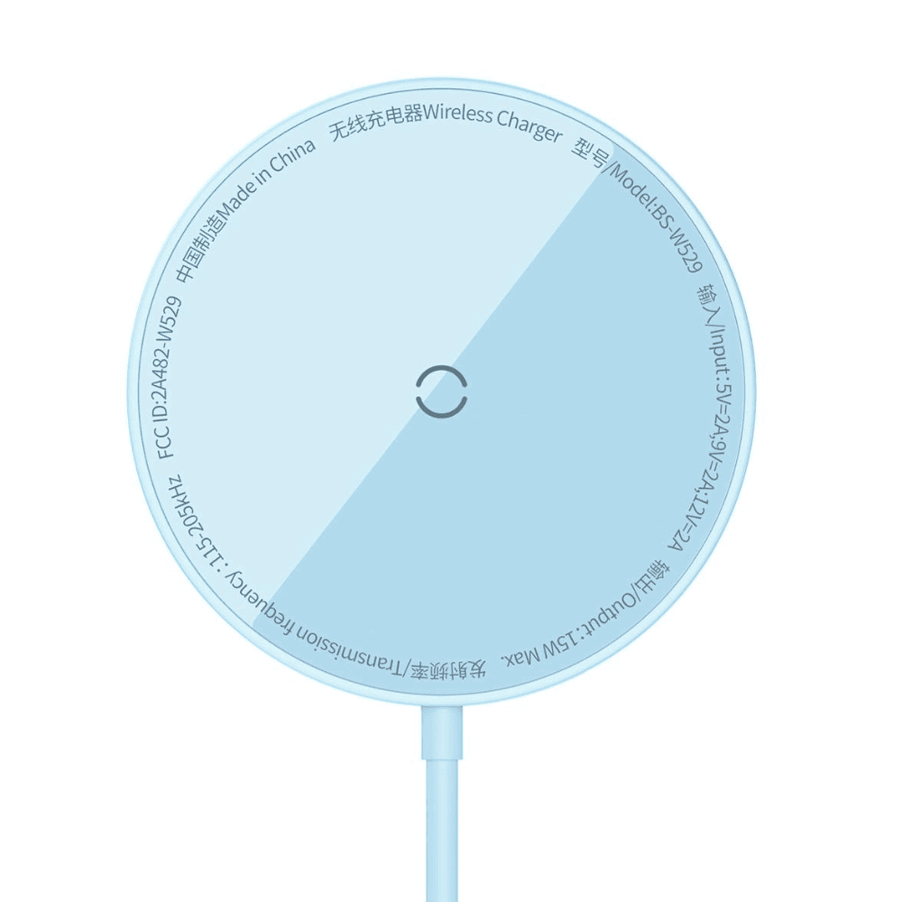 Ładowarka magnetyczna do MagSafe iPhone 16/15/14/13/12 (Mini/Plus/Pro/Pro Max) Qi 15W, niebieska