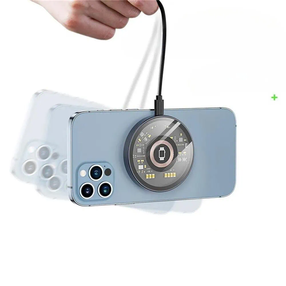 Ładowarka magnetyczna do MagSafe iPhone 16/15/14/13/12 (Mini/Plus/Pro/Pro Max), AirPods i Apple Watch, Qi 15W, metalowa, miedziana