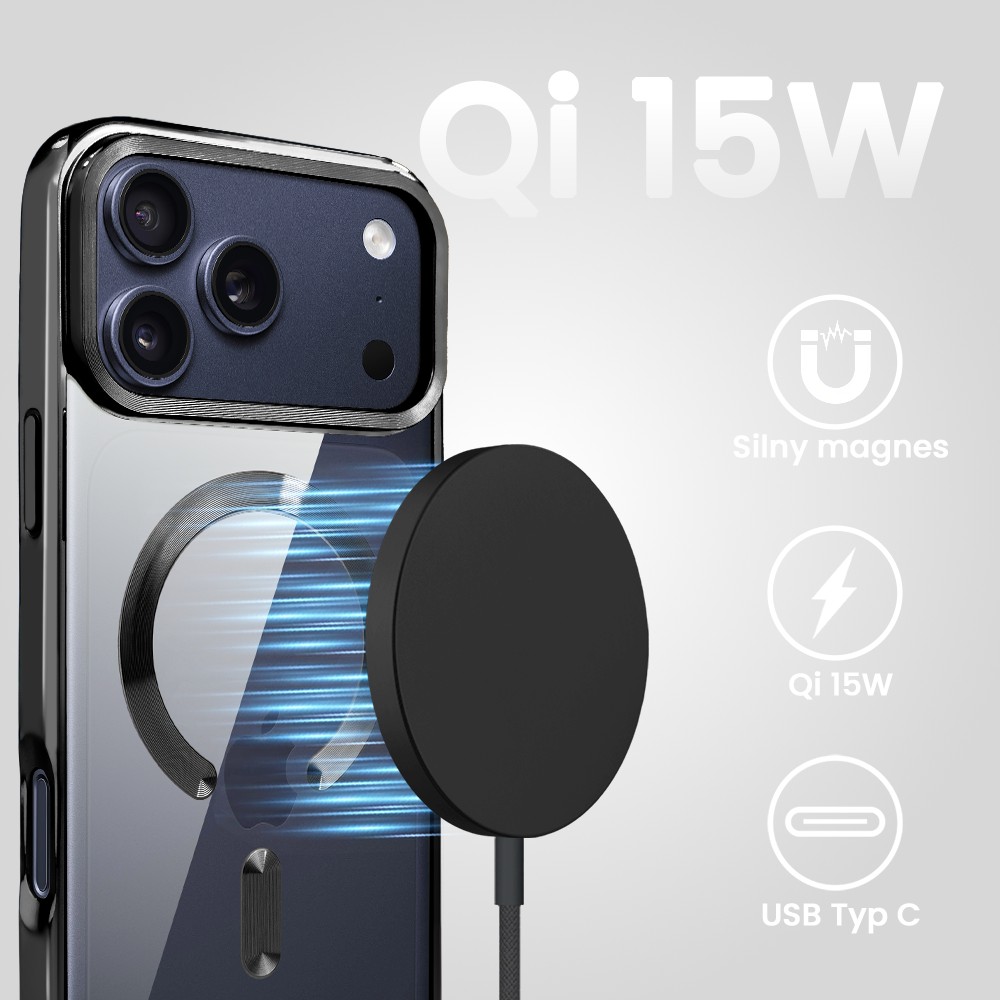 Ładowarka bezprzewodowa, magnetyczna do MagSafe iPhone 16/15/14/13/12 (Mini/Plus/Pro/Pro Max),15W, czarna