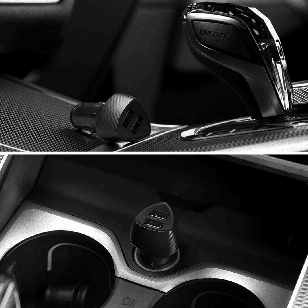 Ładowarka samochodowa 2w1 QC 2x USB szybkie ładowanie 36W, czarna