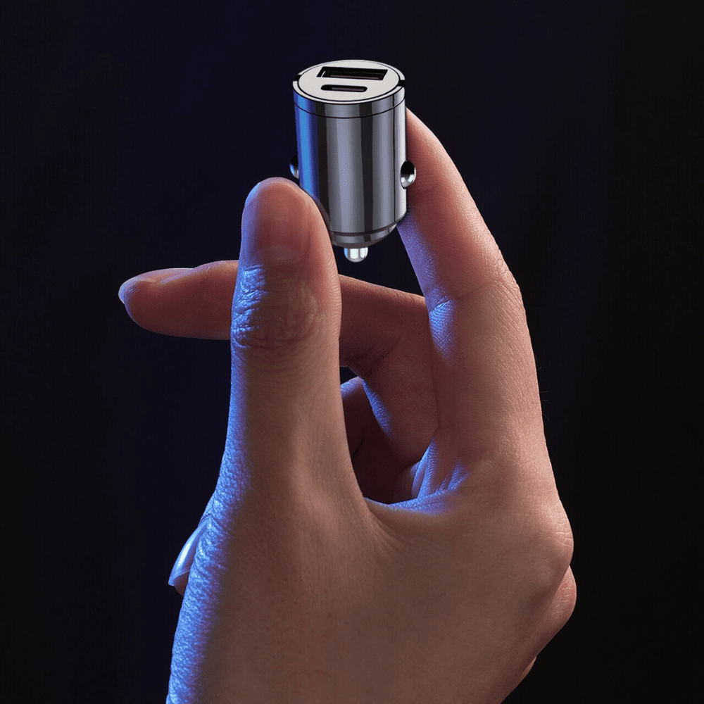 Ładowarka samochodowa usb + usb typ c kompaktowa