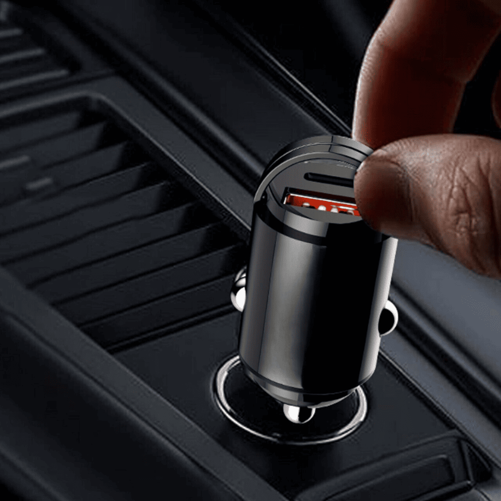 Ładowarka samochodowa usb + usb typ c kompaktowa, mocna 48w pd qc, mini