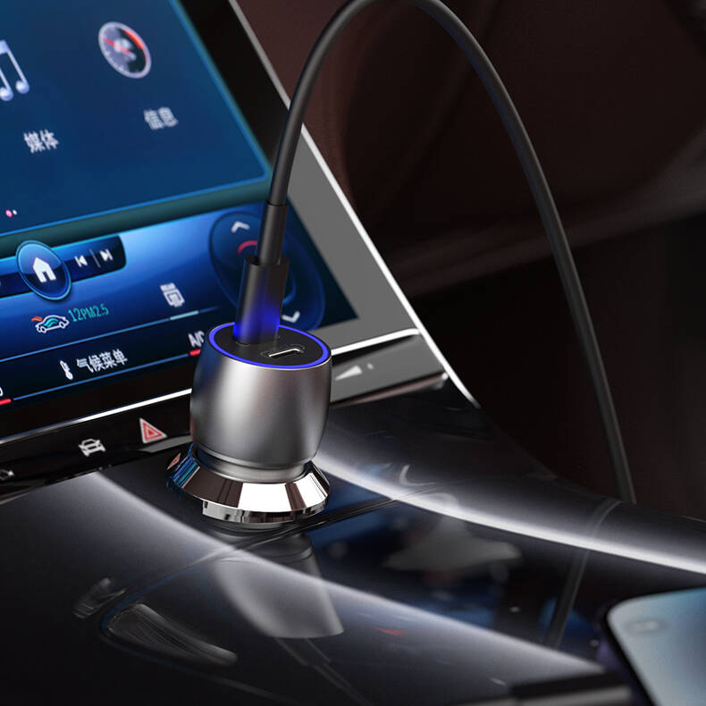 Ładowarka samochodowa 40W USB Typ C + USB Typ C, srebrna