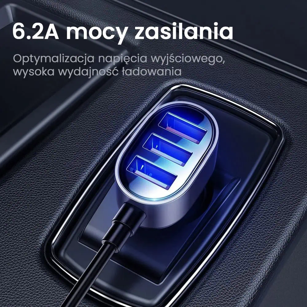 Ładowarka samochodowa z przedłużaczem 5x USB QC 45W