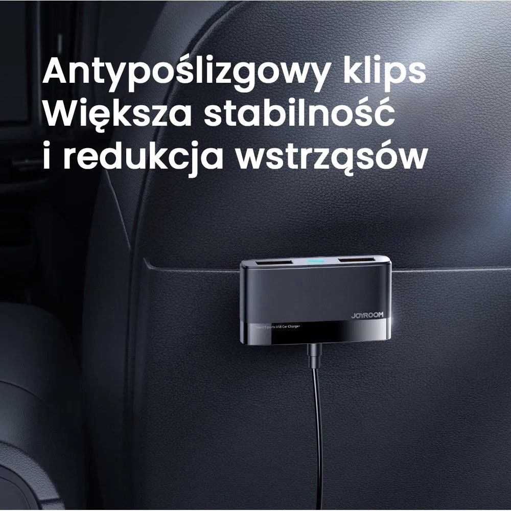 Ładowarka samochodowa z przedłużaczem 5x USB QC 45W