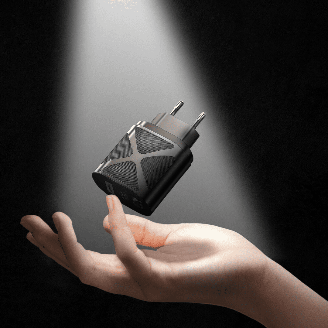 Ładowarka sieciowa 65W USB Typ C + USB, PD i QC, czarna