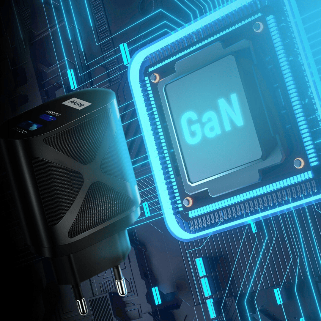 Ładowarka sieciowa 65W USB Typ C + USB, PD i QC, czarna