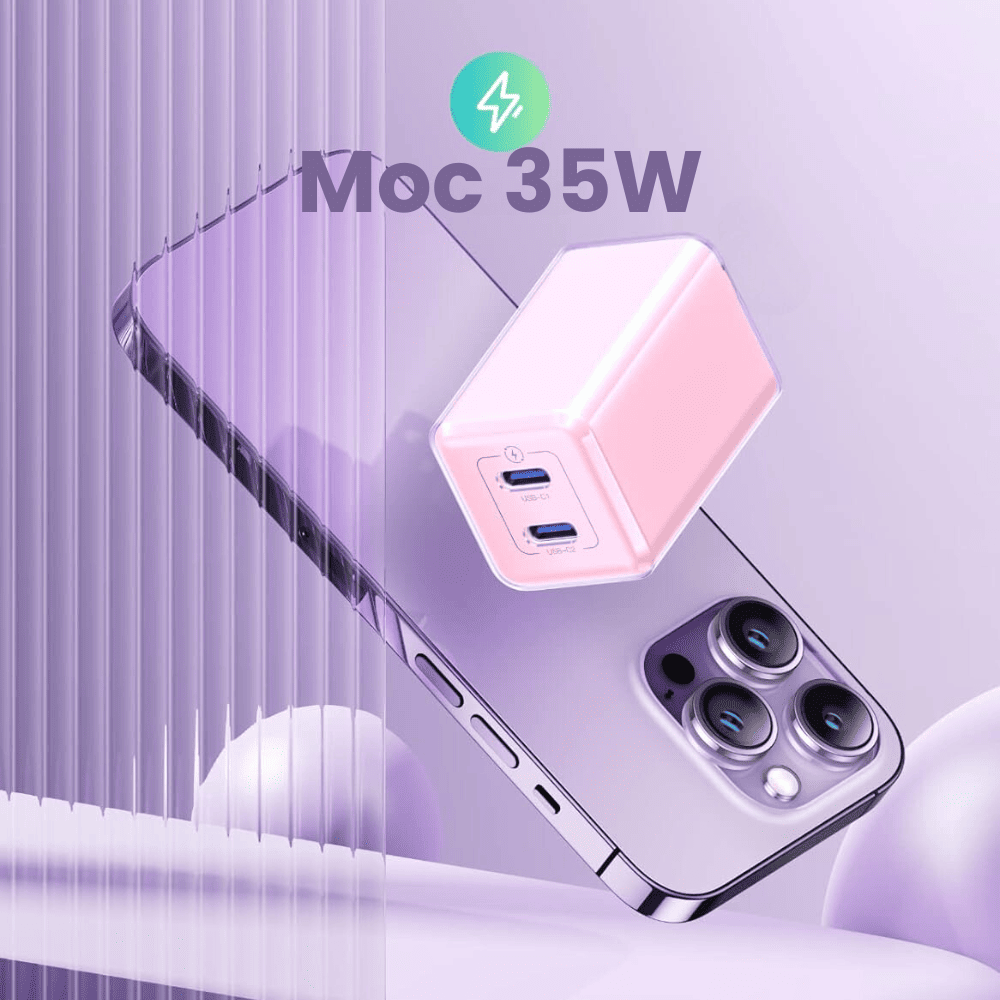 Ładowarka sieciowa na dwa porty usb c, pd 35w, niebieska (kopia)