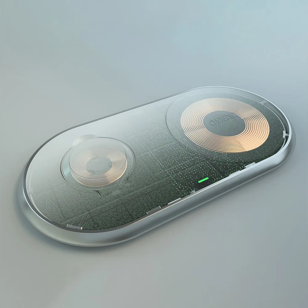 Ładowarka indukcyjna MFI 2w1 do iPhone, Apple Watch, z funkcją podstawki