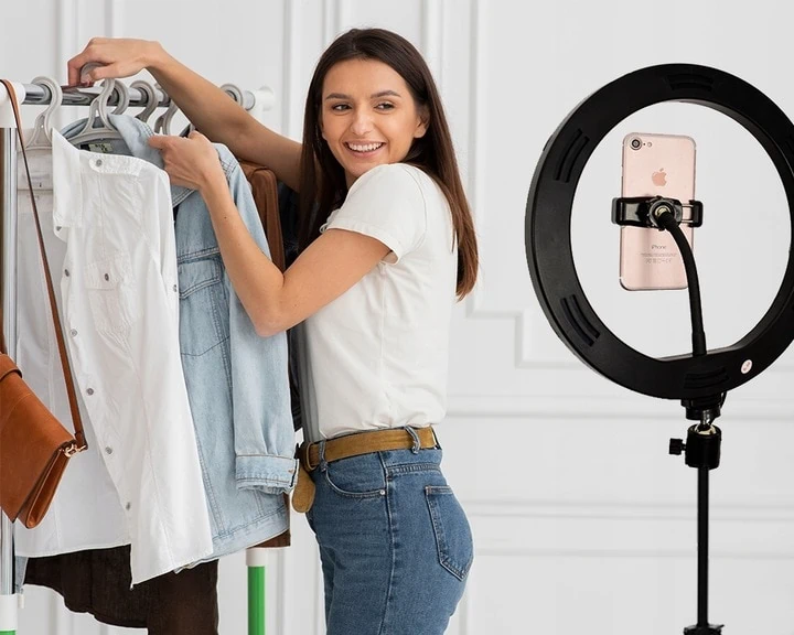 Lampa pierścieniowa duża 32cm, mocna z uchwytem, statywem i pilotem