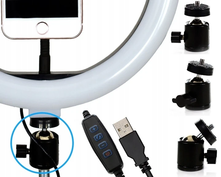 Lampa pierścieniowa duża 32cm, mocna z uchwytem, statywem i pilotem