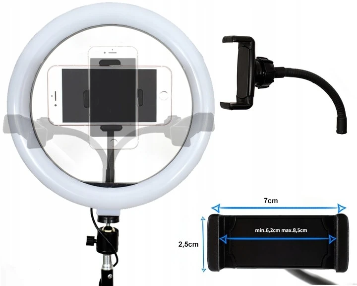 Lampa pierścieniowa duża 32cm, mocna z uchwytem, statywem i pilotem