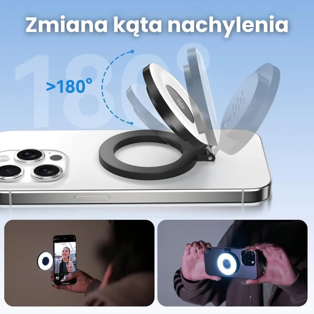 Lampa pierścieniowa do selfie z funkcją MagSafe, czarna