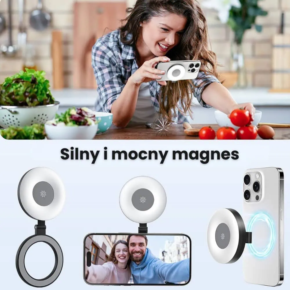 Lampa pierścieniowa do selfie z funkcją MagSafe, czarna