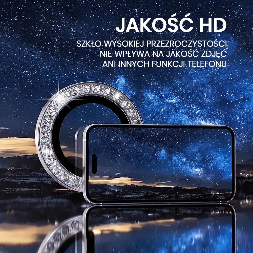 Luksusowa diamentowa osłona obiektywów, szkło na aparat iPhone 15 Pro Max, srebrna