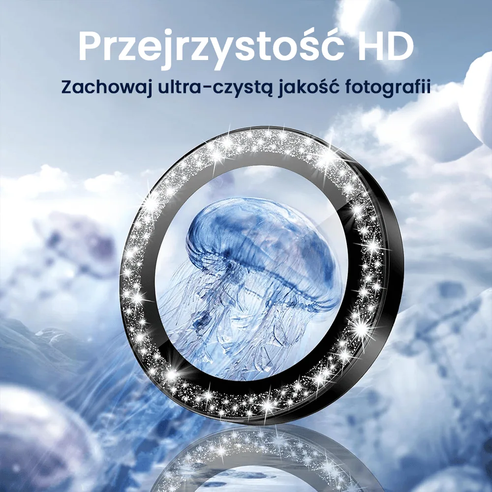 Luksusowa diamentowa osłona obiektywów, szkło na aparat iPhone 16, czarna