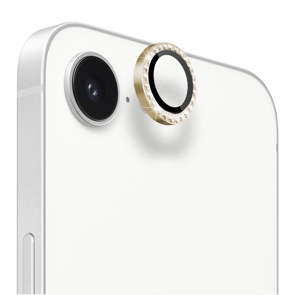Luksusowa diamentowa osłona obiektywów, szkło na aparat iPhone 16e, złote