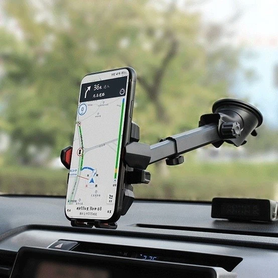 Uchwyt samochodowy z ramionami na szybę i deskę rozdzielczą, czarny