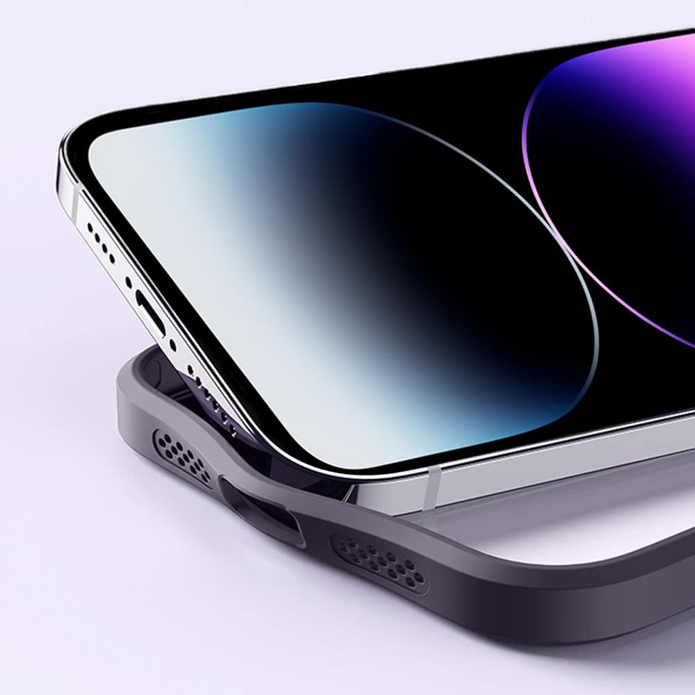 Etui do iPhone 14 Pro Metal Cam MagSafe Stand z podstawką, twarde, półprzeźroczyste, purpurowe