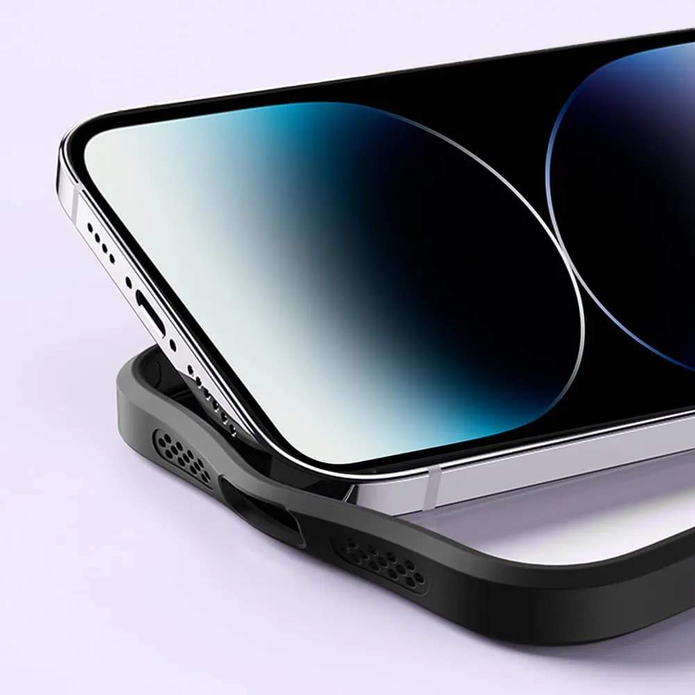 Etui do iPhone 14 Pro Metal Cam MagSafe Stand z podstawką, twarde, półprzeźroczyste, czarne