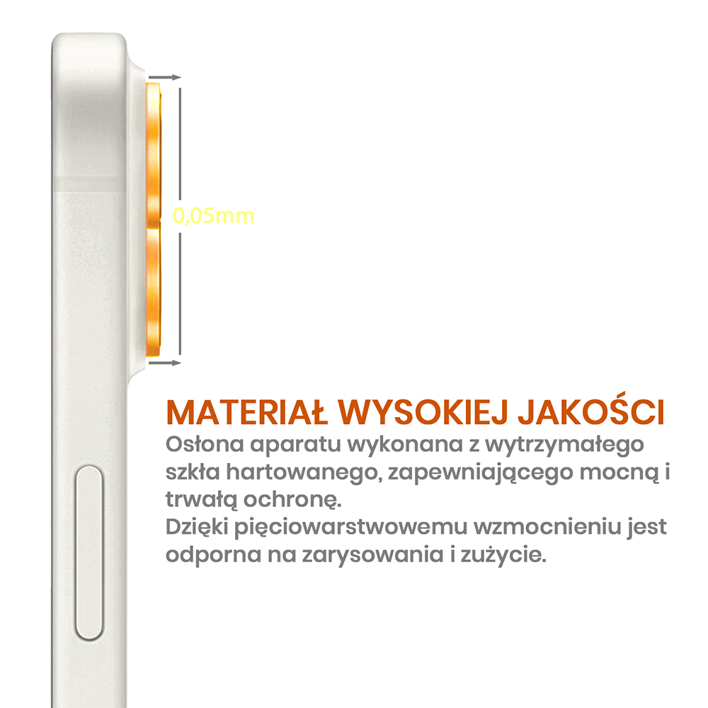 Metalowa osłona obiektywów szkło na aparat iPhone 14, pomarańczowa