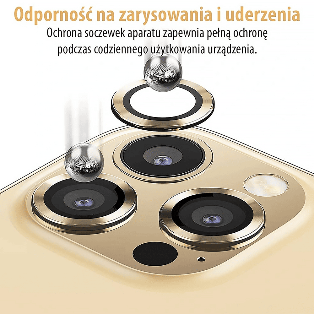 Metalowa osłona obiektywów szkło na aparat iPhone 13 Pro Max złote