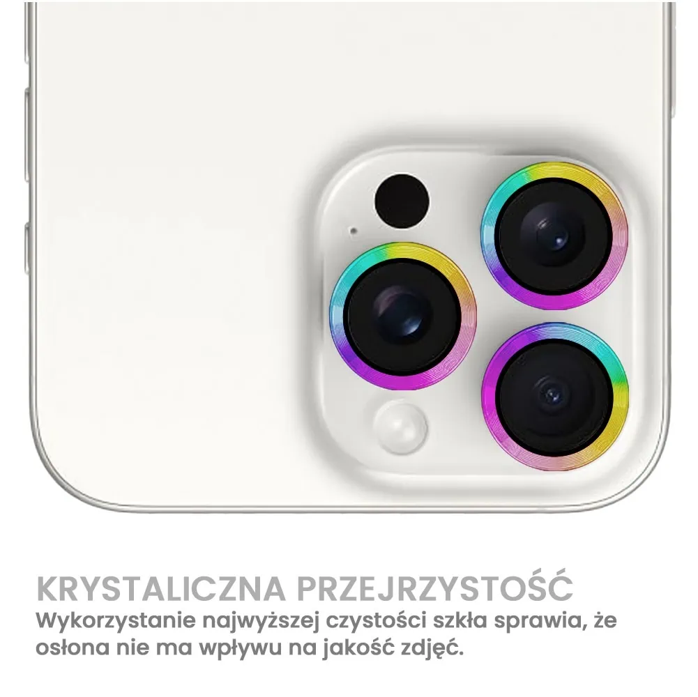 Metalowa osłona obiektywów szkło na aparat iPhone 15 Pro Max, kameleon