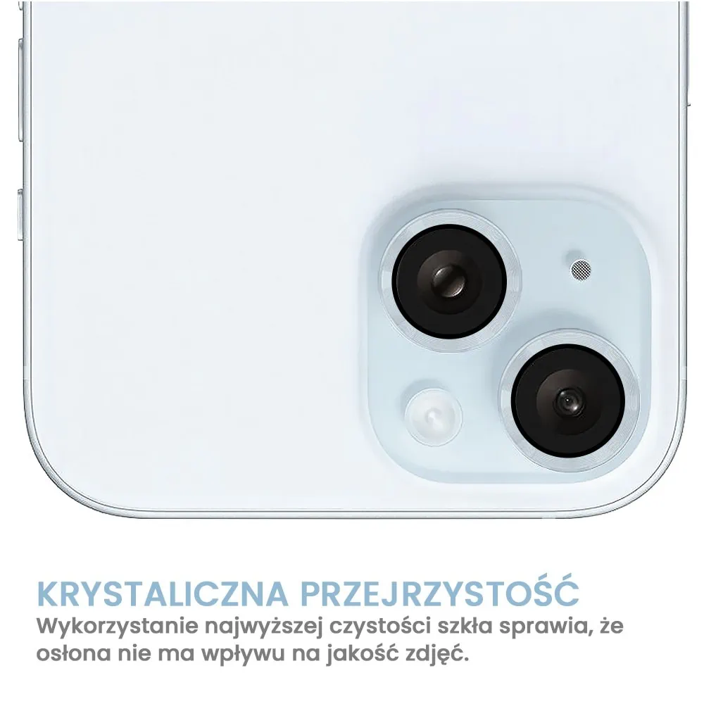 Metalowa osłona obiektywów szkło na aparat iPhone 15 Plus, niebieskie