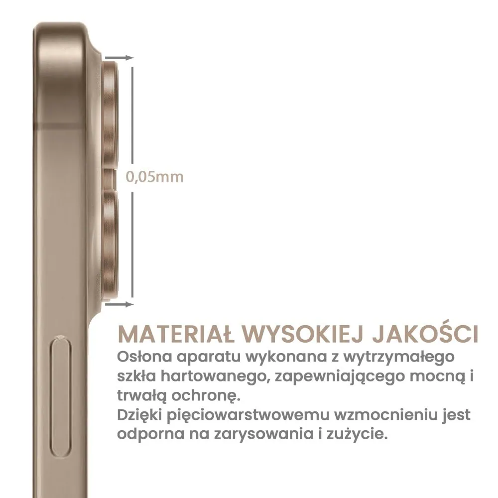 Metalowa osłona obiektywów szkło na aparat iPhone 16 Pro Max, pustynny tytan
