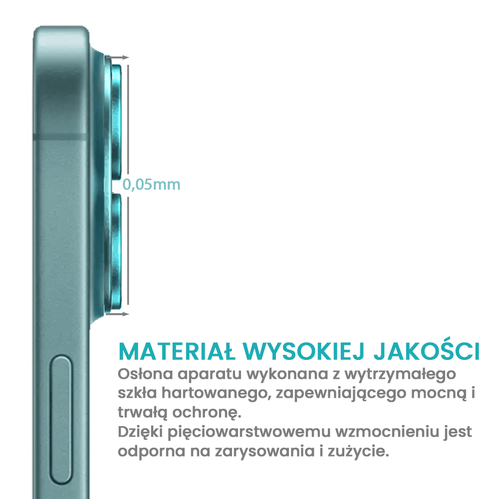 Metalowa osłona obiektywów szkło na aparat iPhone 16 Plus, berylowa zieleń