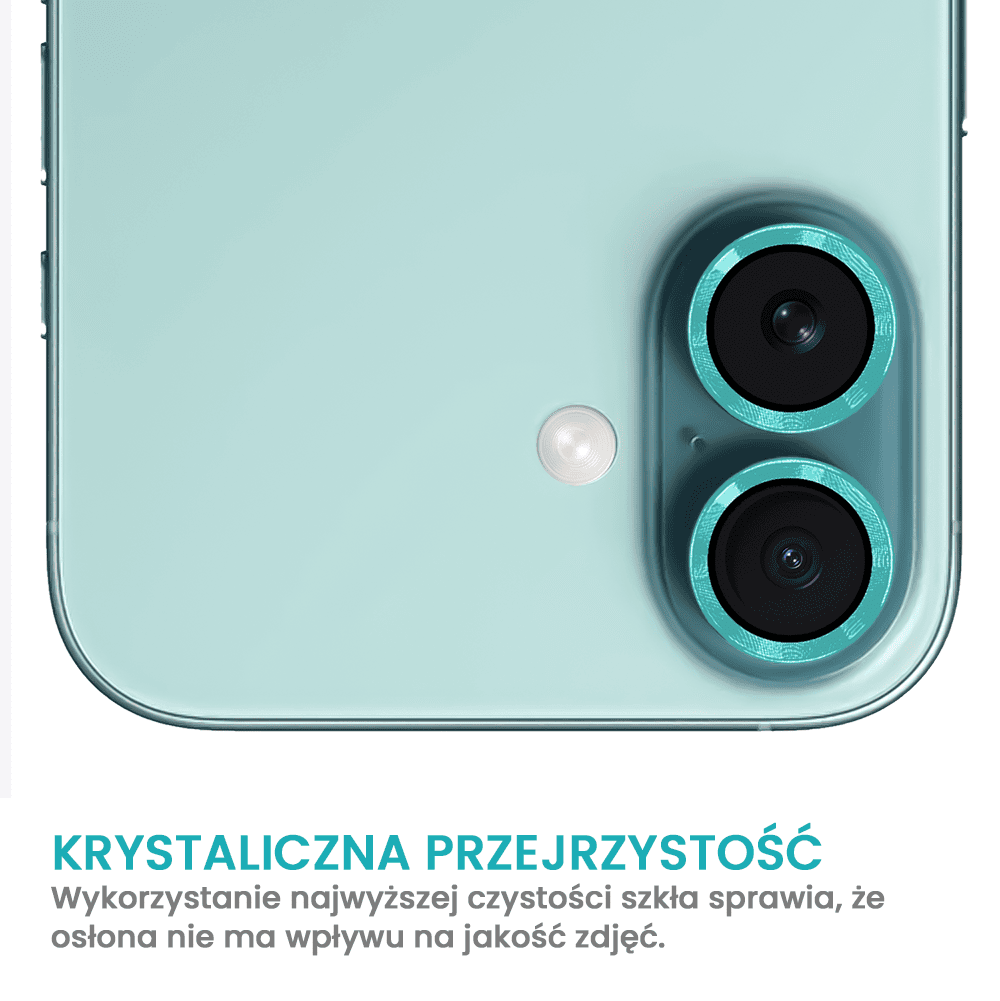 Metalowa osłona obiektywów szkło na aparat iPhone 16 Plus, berylowa zieleń