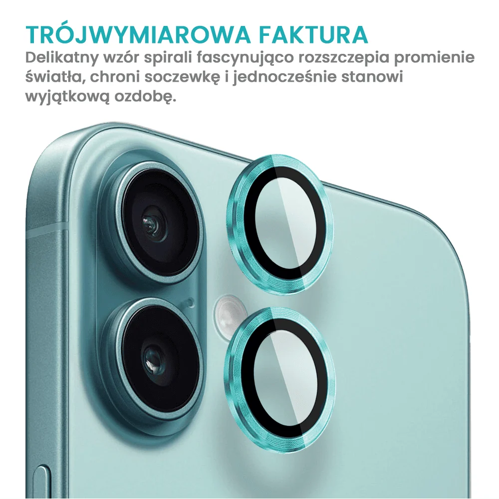 Metalowa osłona obiektywów szkło na aparat iPhone 16 Plus, berylowa zieleń