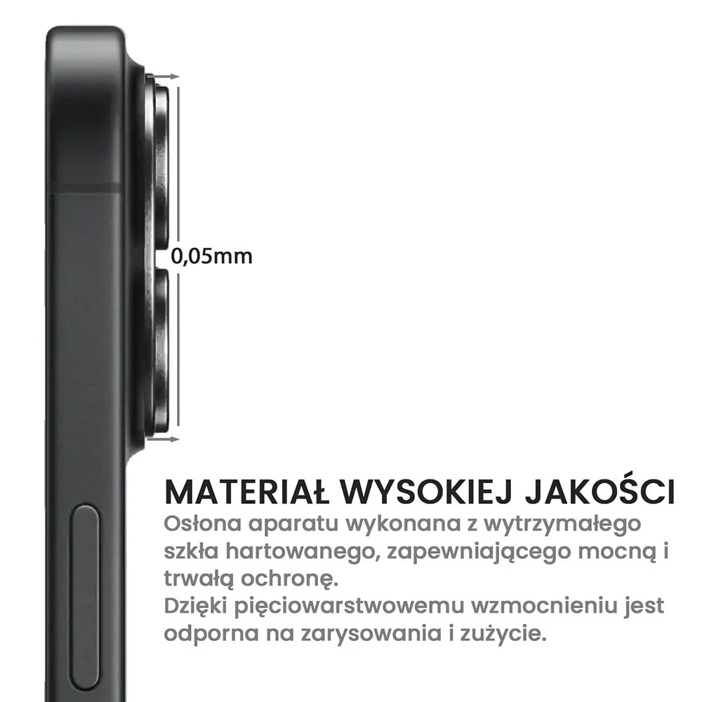 Metalowa osłona obiektywów szkło na aparat iPhone 16 Plus, czarne