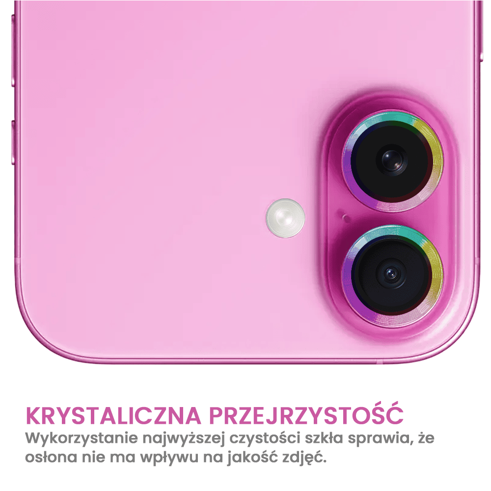 Metalowa osłona obiektywów szkło na aparat iPhone 16 Plus, kameleon