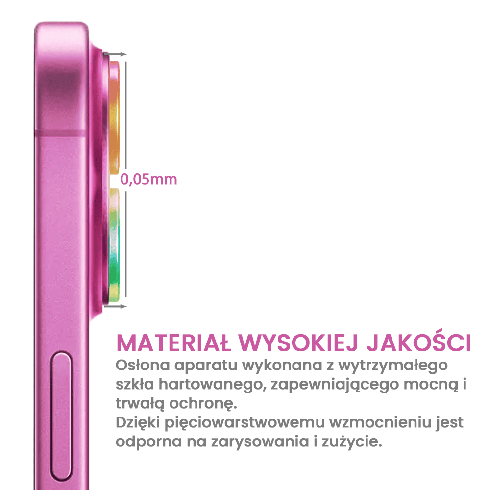 Metalowa osłona obiektywów szkło na aparat iPhone 16 Plus, kameleon