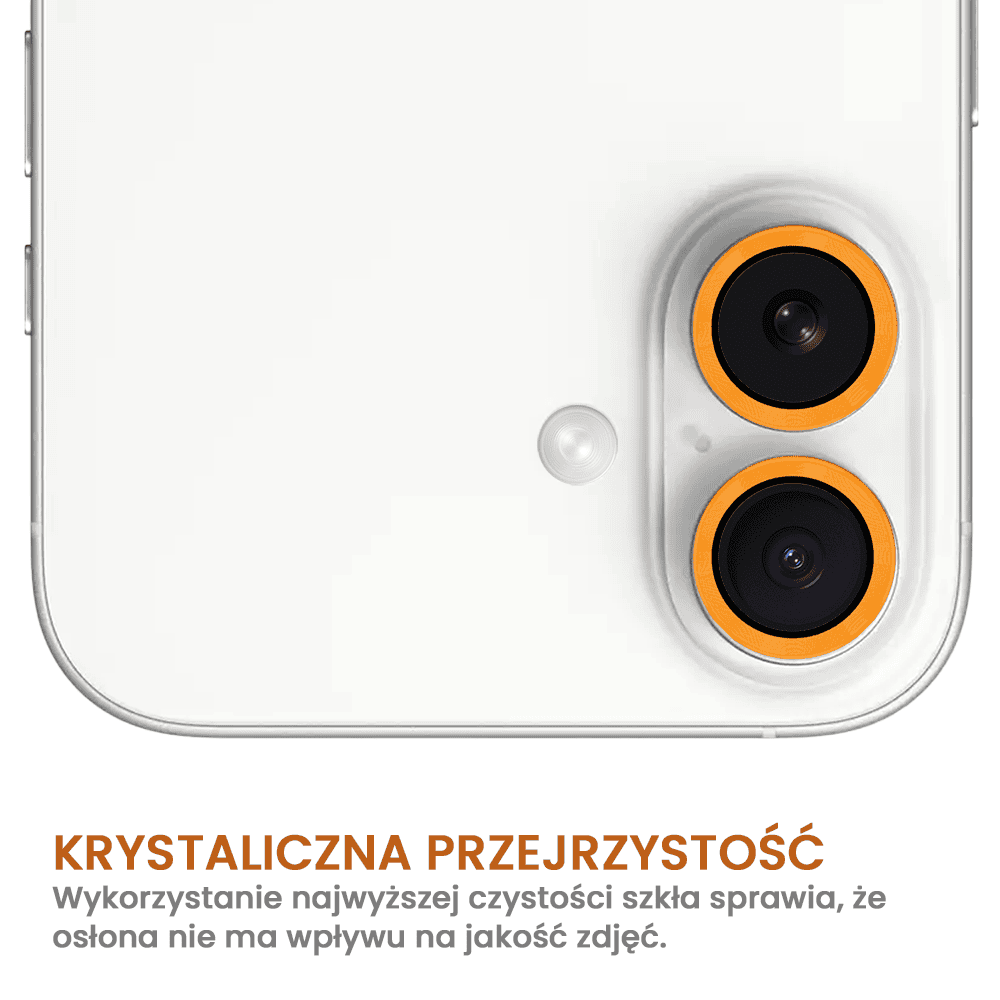 Metalowa osłona obiektywów szkło na aparat iPhone 16, pomarańczowa