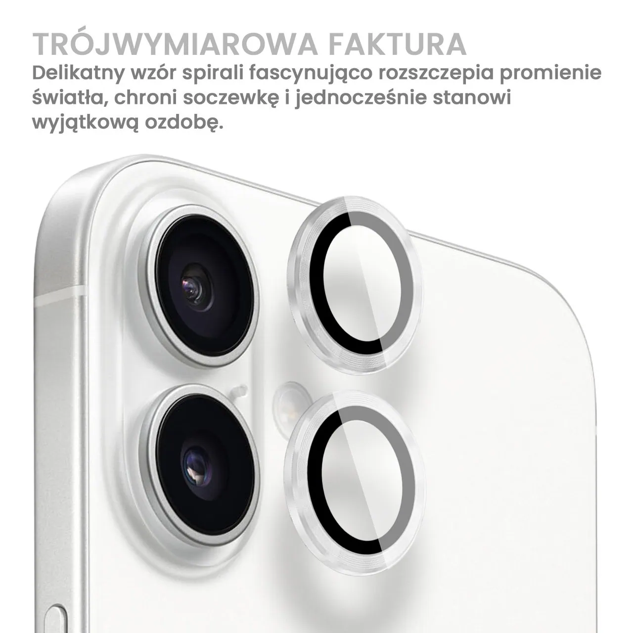 Metalowa osłona obiektywów szkło na aparat iPhone 16, srebrne