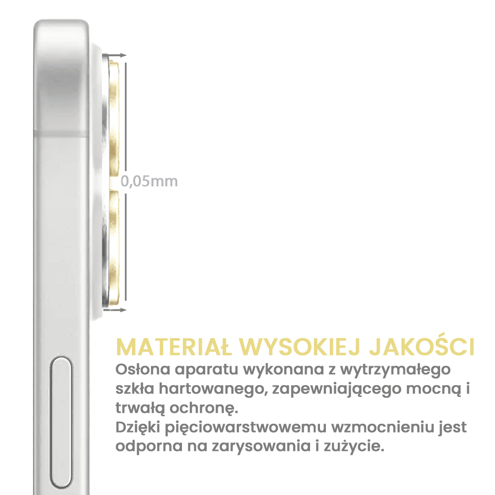 Metalowa osłona obiektywów szkło na aparat iPhone 16, złote