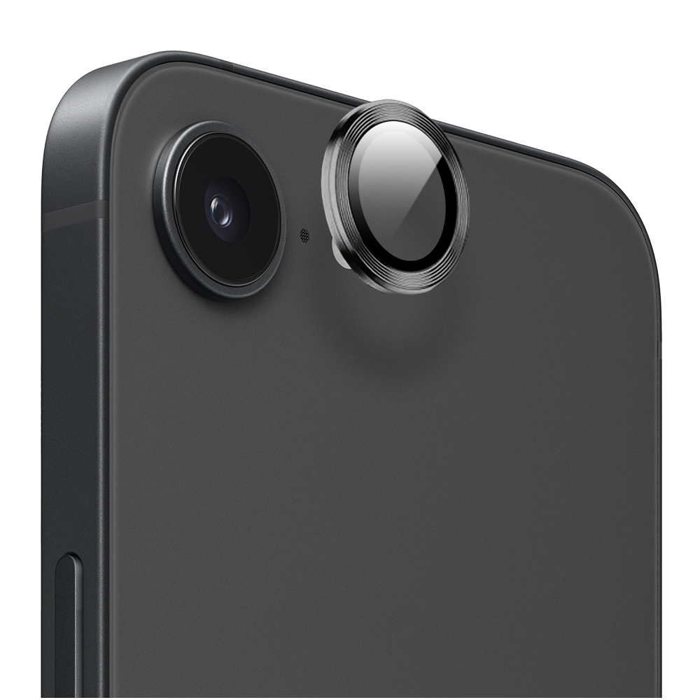 Metalowa osłona obiektywów szkło na aparat iPhone 16e, głęboka czerń
